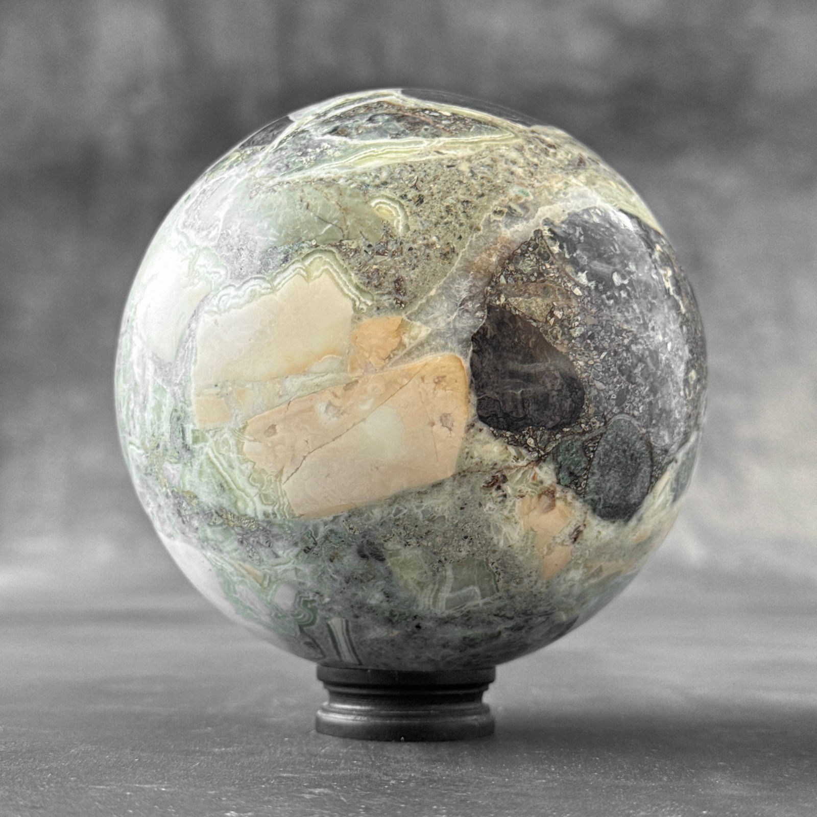 Wonderful crystallized Onyx sphere with custom stand (1 of 10)