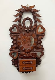 Winged 5 Heart Tramp Art Wall Pocket by John Zadzora