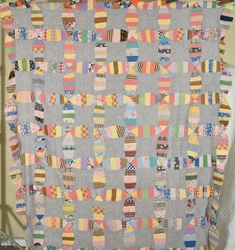 30's Orange Peel / Crazy Quilt Top