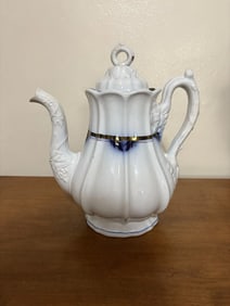 Antique Ironstone Cobalt Leaf & Lustre Band Teapot