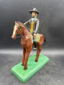 Primitive Folk Art General Grant Carved Wood Figure