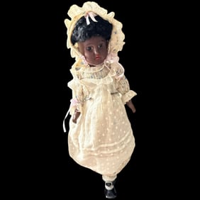 Antique fleischmann & bloedel 13" black French doll