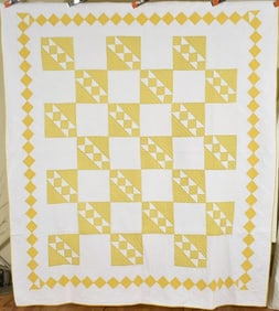 1920's Jacob's Ladder Quilt, Diamond Border