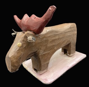 BLUTEAU QUEBEC FOLK ART PRIMITIVE MOOSE CARVING