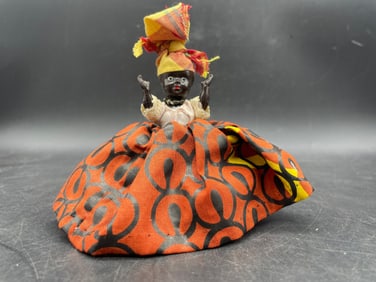 Black Lady in Red Dress Doll