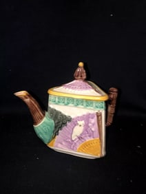 Majolica owl teapot