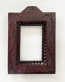 Tramp Art Frame with Incised Carvings