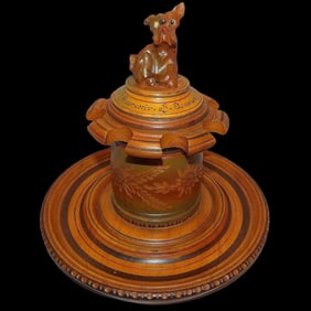 Vintage Hand Carved Wooden Humidor and Pipe Rack