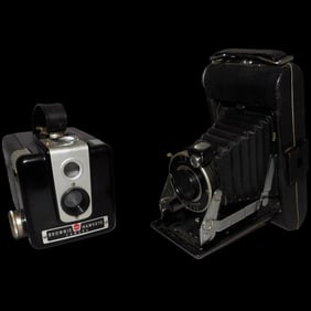 Vintage Kodak Brownie Hawkeye Camera & Vigilant Junior Six-20 Folding Bellows Camera