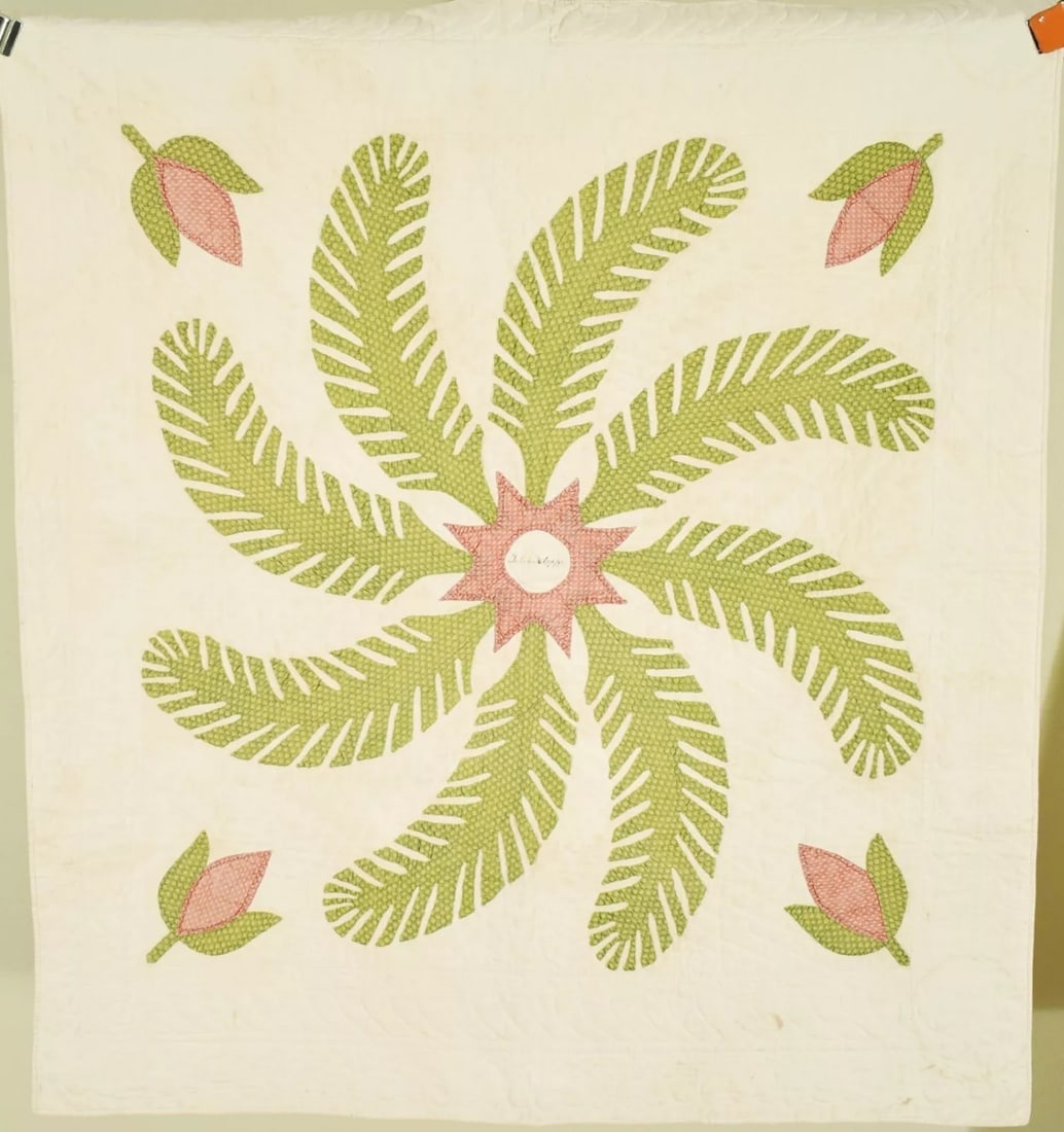 1850's Princess Feather Crib Quilt (1 of 9)