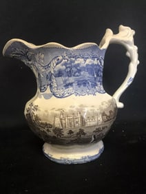 Staffordshire 2 color lake scenery pitcher