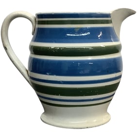 Mochaware Pitcher with Multi-Colored Band Decoration