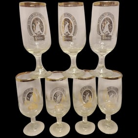 Vintage Coors Gold Label Stemmed Pilsner Beer Glasses