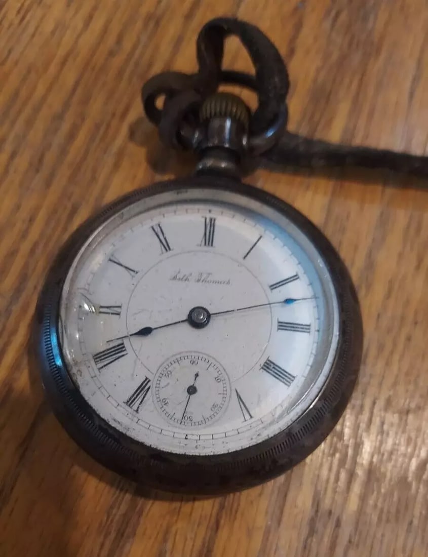 Seth Thomas pocket watch Sterling case estate find not working (1 of 2)
