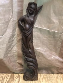 Carved Female Wood Pediment