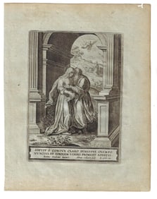 1650 Engraving Virgin Mary and Joseph