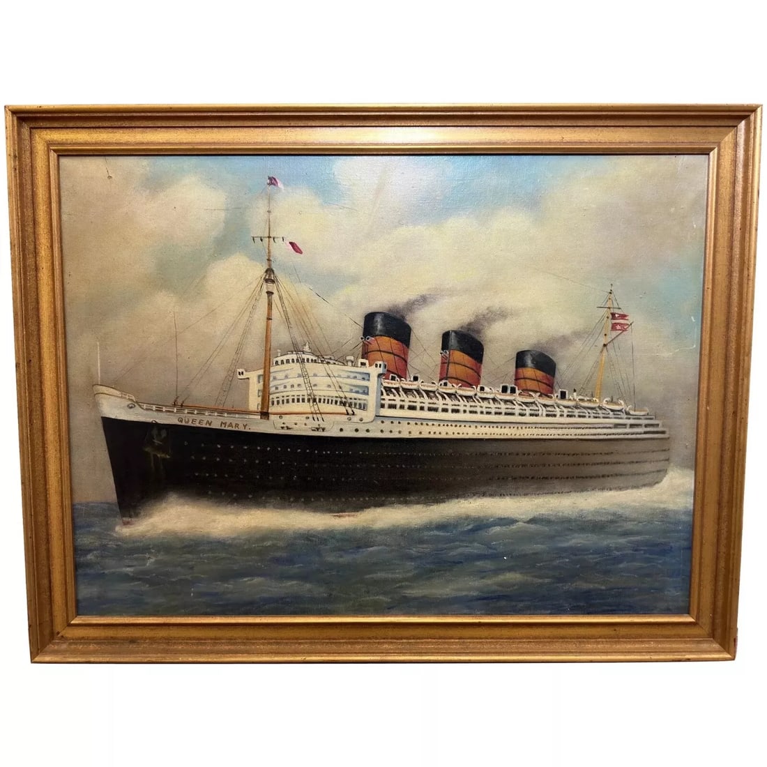 Painting RMS Queen Mary Ocean Liner Ship After Antonio Nicolo Gasparo Jacobsen: Painting RMS Queen Mary Ocean Liner Ship After Antonio Nicolo Gasparo Jacobsen 1 Fine Large British Work of Art Marine Oil Painting RMS Queen Mary Ocean Liner Steam Ship After Antonio Nicolo Gasparo J