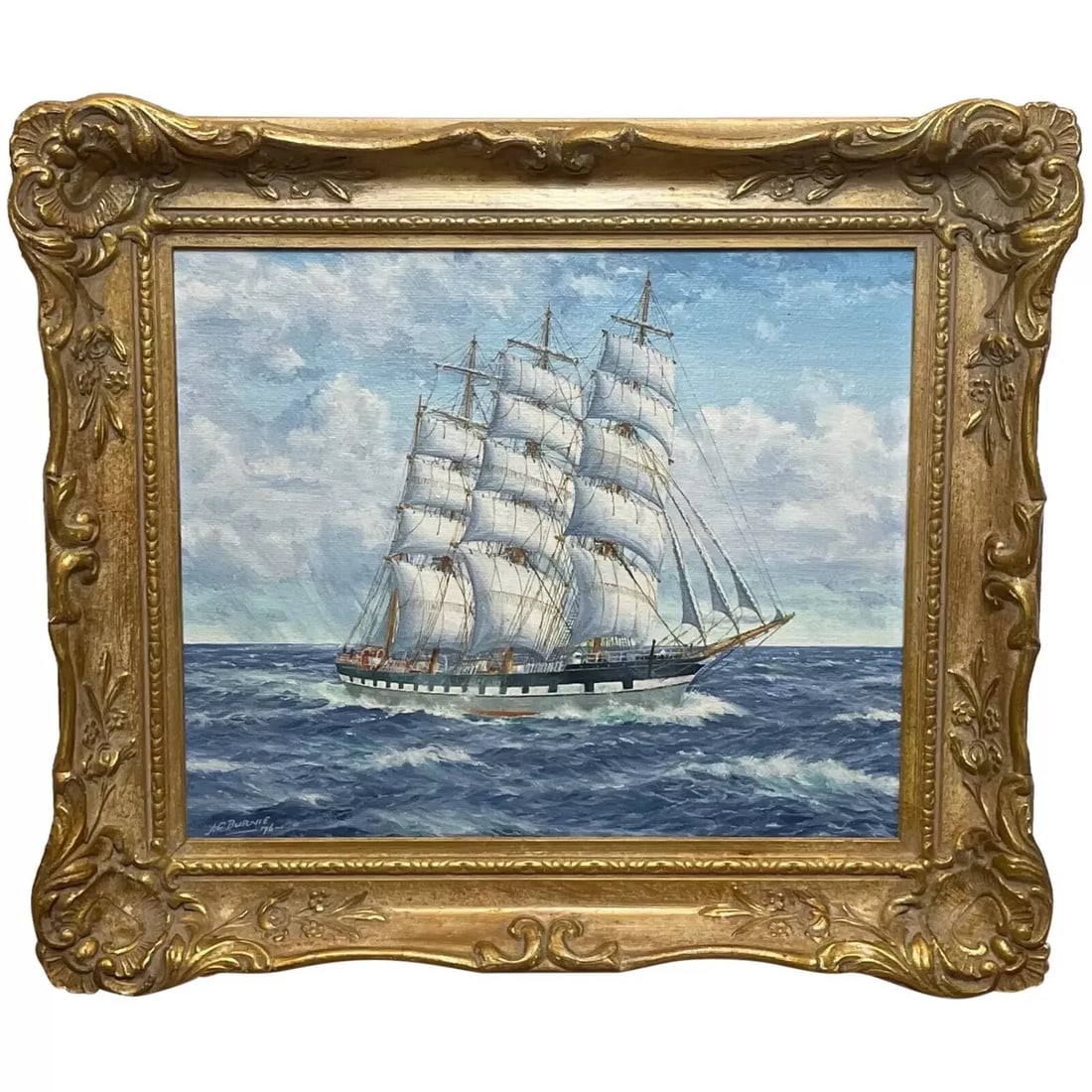 Scottish Marine Sailing Barque Ship Ross Shire Sailing by Clyde Estuary: Scottish Marine Sailing Barque Ship Ross Shire Sailing by Clyde Estuary 1 Fine British Work of Art Oil Painting Scottish Marine Sailing Barque Ship Ross Shire Sailing by Clyde Estuary. Subject seascap