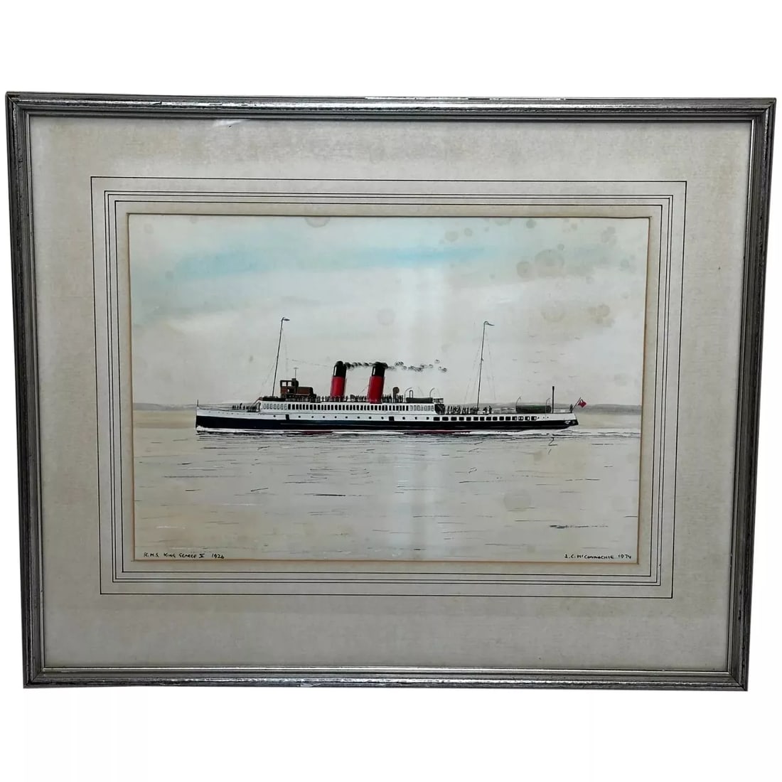 Scottish Marine Oil Painting RMS King George V1926 Passenger Steamer Ship: Scottish Marine Oil Painting RMS King George V1926 Passenger Steamer Ship 1 Traditional Scottish Seascape Marine Art Oil Painting RMS King George V 1926 Passenger Turbine Steamer Ship Along Clyde Estu