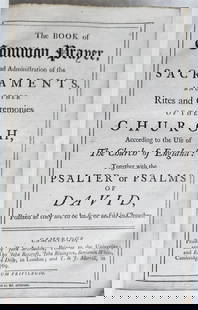 1769 BOOK of COMMON PRAYER w/ PSALTER in ENGLISH antique: THE BOOK OF COMMON PRAYER, and Administration of the Sacraments..., together with the Psalter or Psalms of David... Cambridge: printed by John Archdeacon, 1769 bound with: The Whole Book of Psalms, co