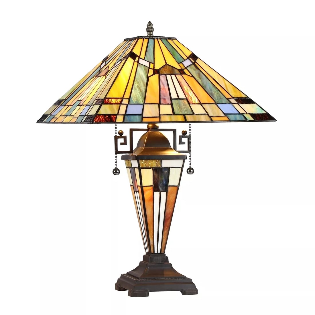 23.2" Lighted Base Stained Glass Mission Table Lamp (1 of 2)