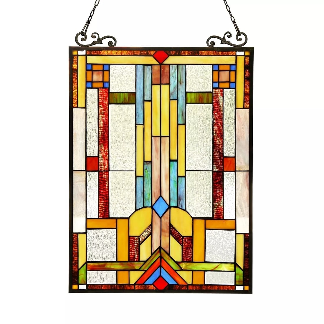 24.8" Mission Stained Glass Window Hanging Panel Suncatcher (1 of 2)