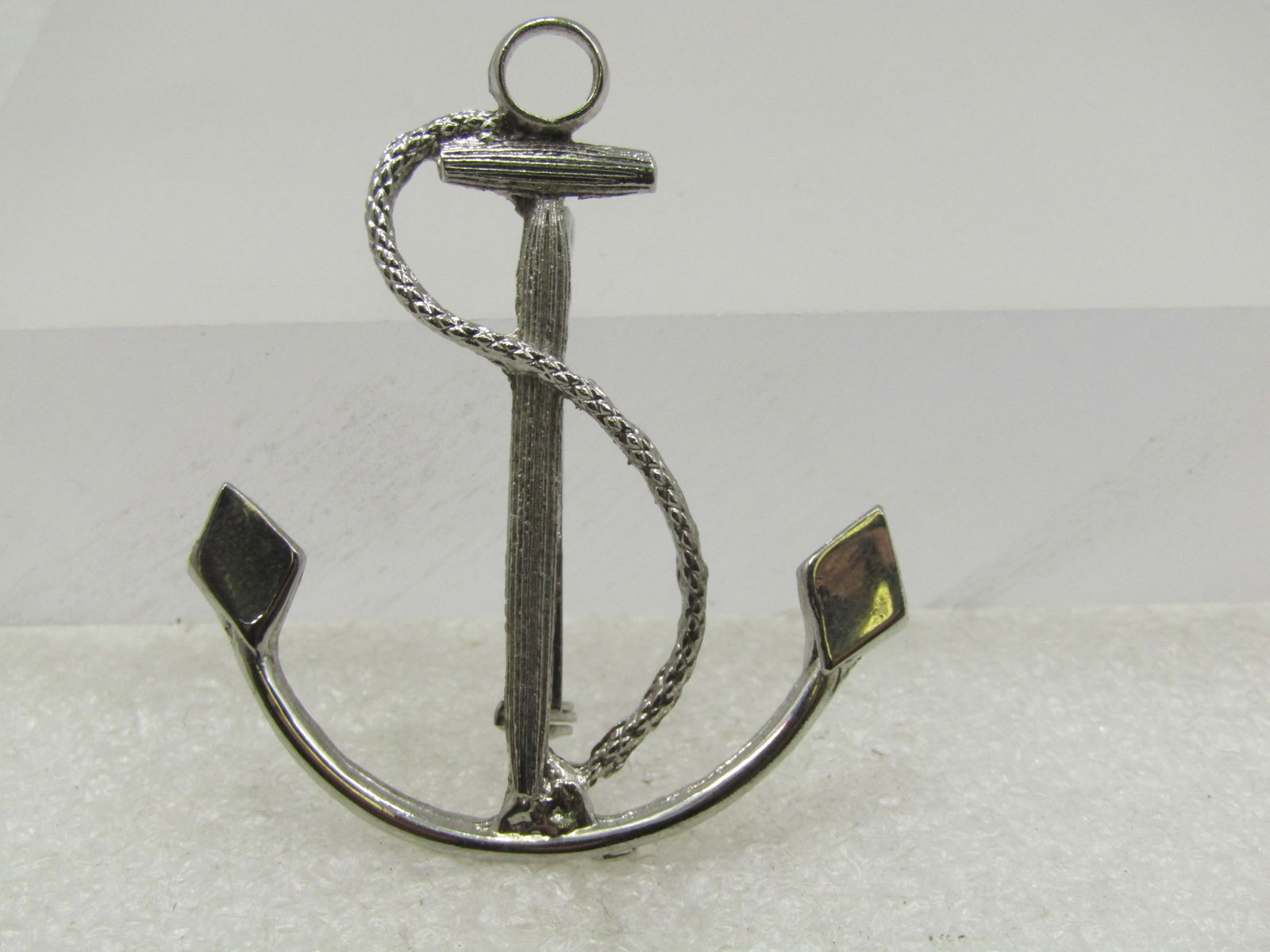 Vintage  Anchor Brooch, 2", 1970's Silver Tone (1 of 5)