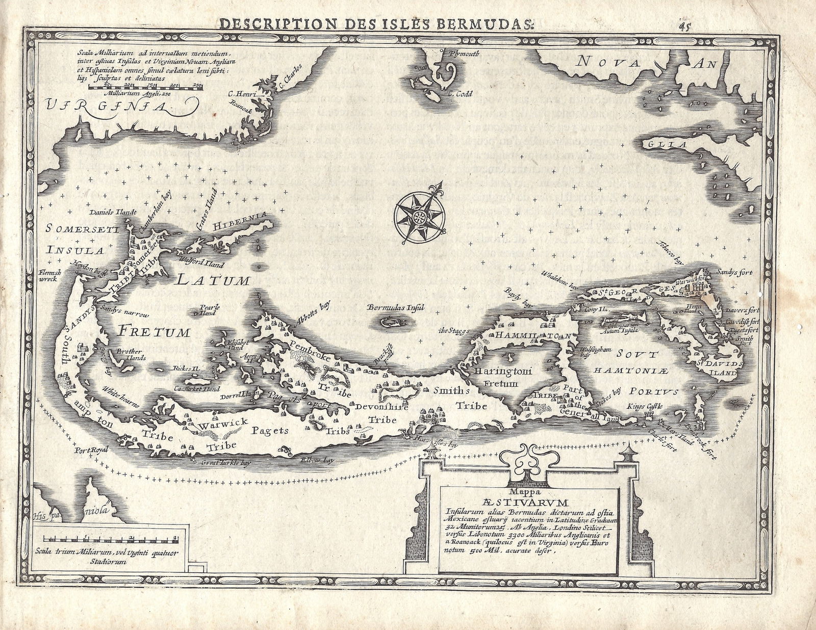 1630 Mercator Map of Bermuda -- Mappa Aestivarum Insularum Alias Bermudas Dictarum ad Ostia Mexicane (1 of 1)