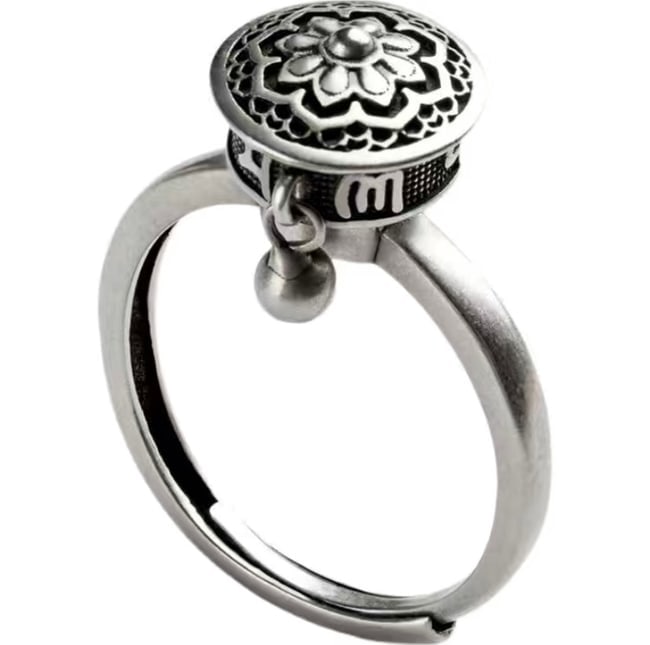 Vintage Tibet Silver Prayer Wheel Ring (1 of 1)