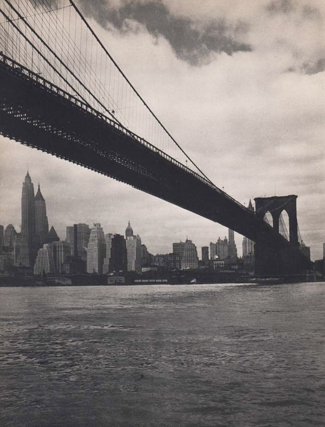 MARIO BUCOVICH - Brooklyn Bridge, c. 1930s: Artist: MARIO BUCOVICHPrint Title: Brooklyn BridgeMedium: Rare, vintage Sheet-fed GravurePrinting Date: 1930'sPrinted in the USAImage Size approx: 10 x 7 inchesMario von Bucovich (1884-1944) was also 
