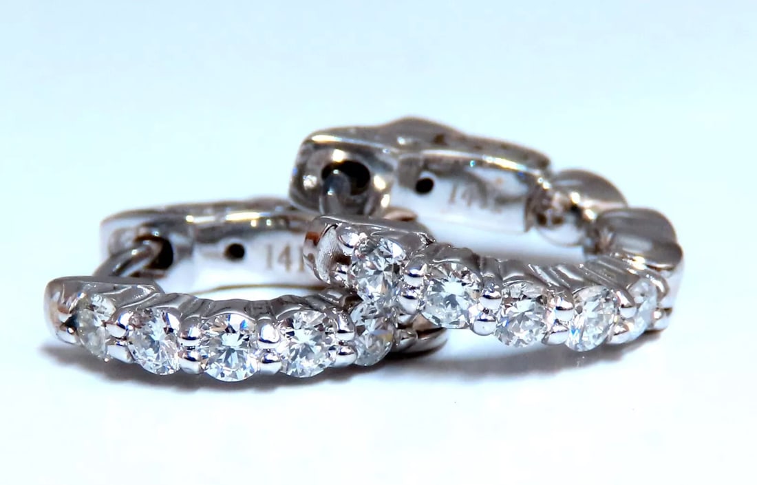 .43ct Natural Round Diamonds Huggie Earrings 14kt + (1 of 3)