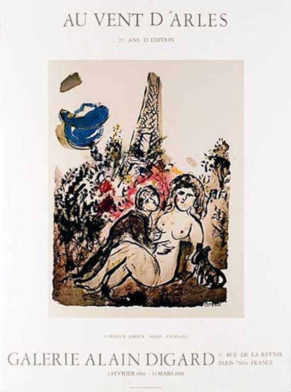 Marc Chagall - Couleur Amour . Les Amants de la Tour Eiffel. (Arches paper) - 1981 Offset Lithograph (1 of 5)