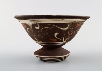 Kähler, Denmark, glazed stoneware vase in modern design. Rare form. 1930/40 s. Cow horn