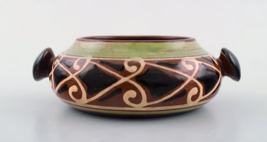 Kähler, Denmark, glazed bowl with handles, stoneware.