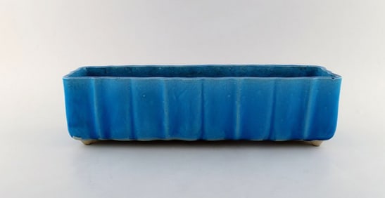 Nils Kähler for Kähler, Denmark. Glazed flower basin / jardiniere in beautiful turquoise
