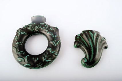 Danish, glazed stoneware wall vases. 2 pcs. in stock.