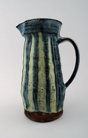 Ulla Hansen (born 1953) own studio. Unique Pottery Jug. Denmark mid 20 c. design.