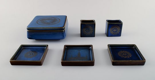 Sven Jonson, Gustavsberg 6 different items, stoneware.