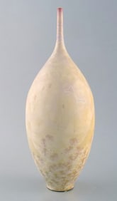 Isak Isaksson, Swedish potter. Large narrow necked unique vase in glazed ceramics. Beautiful crystal