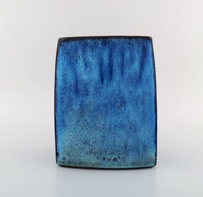 Stogo, Denmark. Stylish vase in glazed ceramics. Beautiful glaze in turquoise shades. 1960 / 70's.