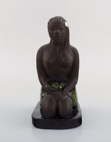 Bengt Wall, Sweden. Balinese girl in raw and glazed ceramics. 1950's.