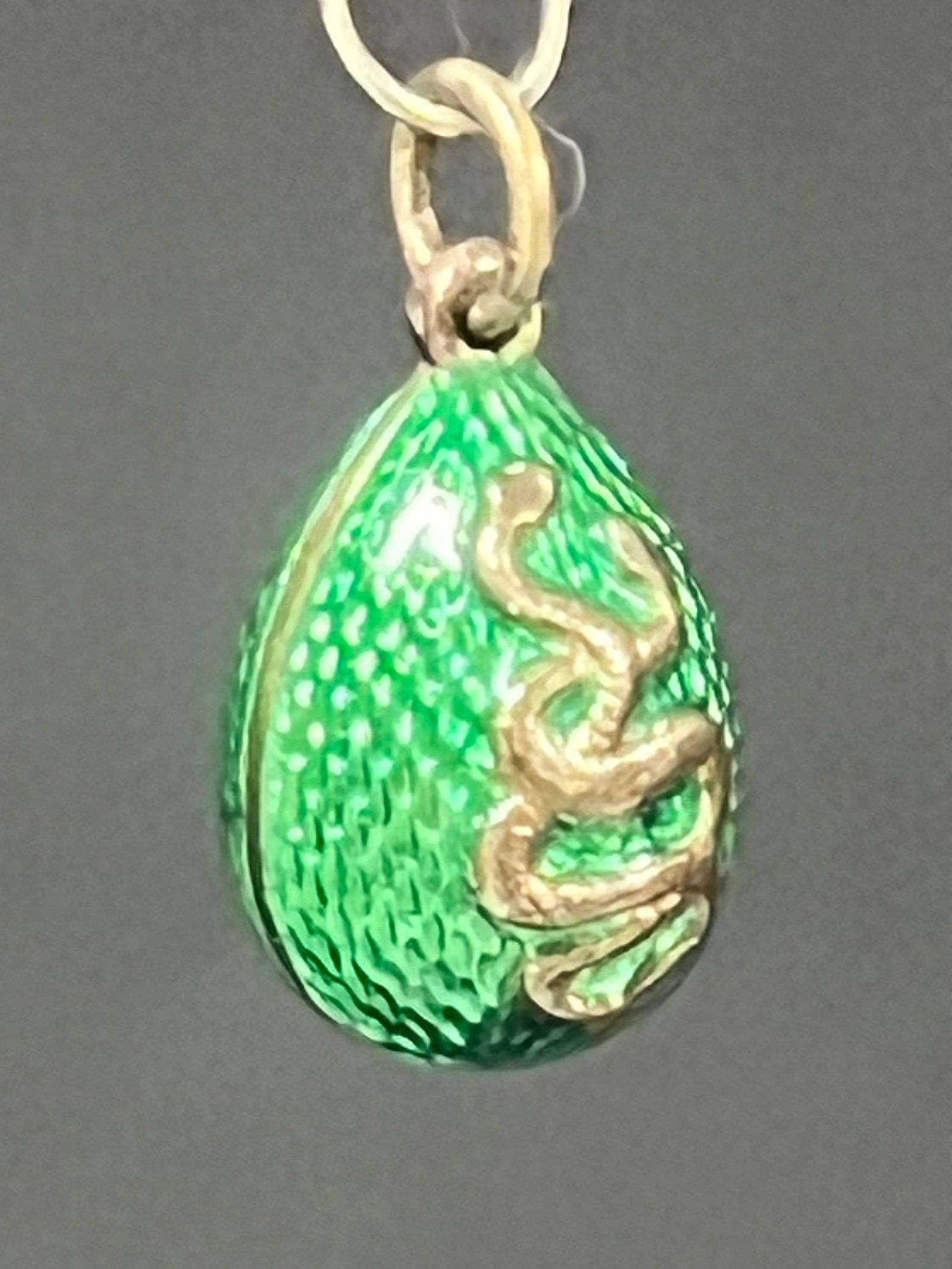 Russian Art Gold Gilt Silver And Enamel Easter Egg Pendant (1 of 8)