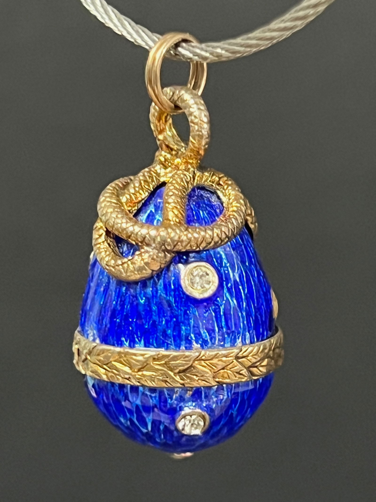 Russian Art Gold Gilt Silver And Enamel Easter Egg Pendant (1 of 6)