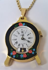 Gold Plated CHATEAU Ladies Pendant Winding Watch with 22 Inches Goldfilled Chain