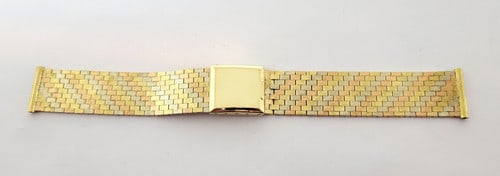SOLID 14k Tri Color GOLD Watch Bracelet to fit 17.5 mm Logs 36.5 grams EXLNT