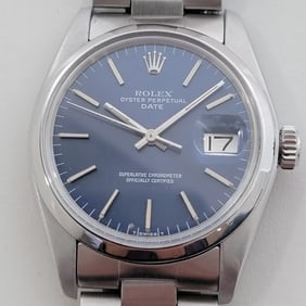 Mens Rolex Oyster Perpetual Date Ref 1500 35mm Automatic 1970s Vintage RA499