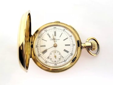 Antique 14k JULES MONTANDON Quater REPEATER Chronograph Hunter Case Pocket Watch