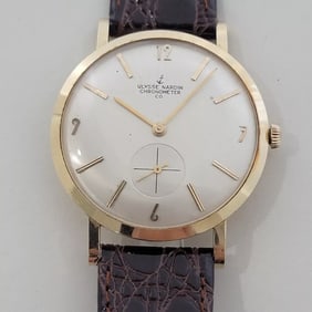 Mens Ulysse Nardin Chronometer 14k Gold Manual Wind 1960s Vintage Swiss RA497