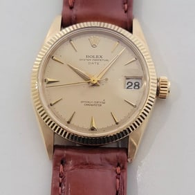 Midsize Rolex Oyster Date 6627 18k Solid Gold 30mm Automatic 1950s Vintage RA507