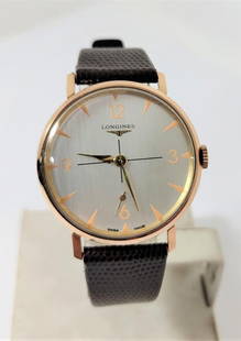 Vintage Solid 18k Rose LONGINES Winding Watch c.1966 Cal 30L* EXLNT* SERVICED: Vintage Solid 18k Rose LONGINES Winding Watch c.1966 Cal 30L* EXLNT* SERVICED This Men's Longines watch is Swiss made. Great present for yourself or someone you love! Great present for vintage collect